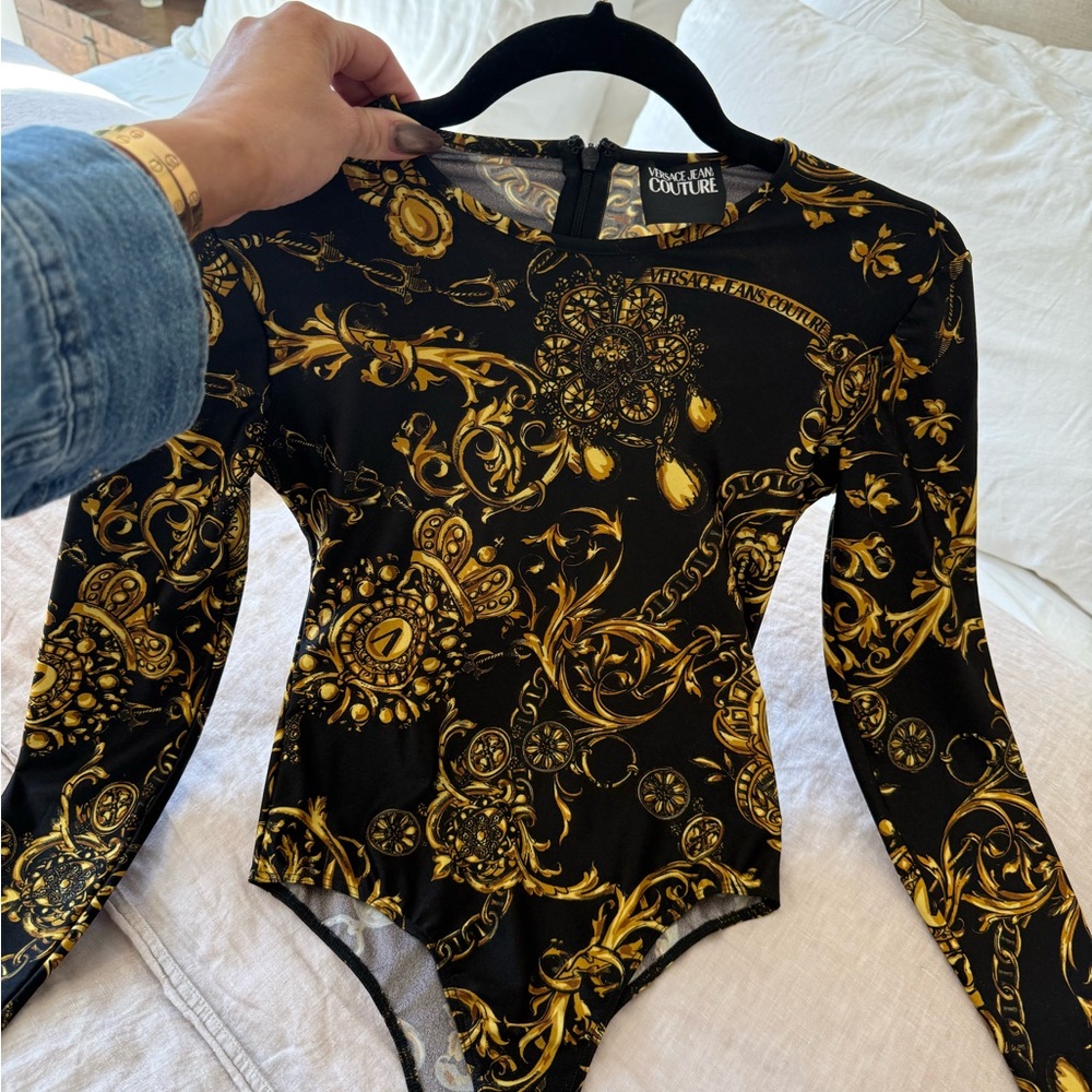 Versace Jeans Collection Black and Gold Bodysuit